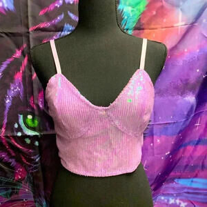 Shimmering Pink Sequin Crop Top - Size M